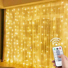 LED-Lichtervorhänge – 3 m x 3 m Lichterkette – 300 LEDs – Fernbedienung – 8 Blinkmodi