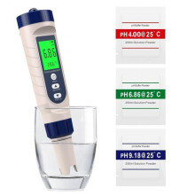 5-en-1pH Metre,PH,TDS, EC,Salinité,Thermomètre,Testeur pH Piscine avec Écran LCD Rétroéclairé et Compensation de la Température