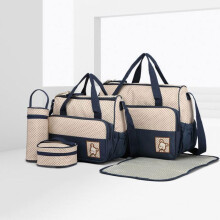 Set di 5 pezzi per borsa fasciatoio, grande capacità, borsa fasciatoio multifunzionale con fasciatoio e zanzariera per neonati, bl