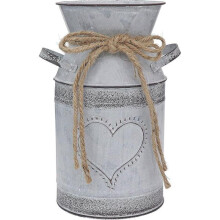 Kovová váza na květiny ve stylu shabby chic, rustikální vintage šedá váza ve tvaru srdce, pro dekoraci obývacího pokoje - 19 cm