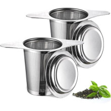 2PCS filtre a the avec Poignées & Couvercle, infuseur à thé, filtre the pour tasse, passoire à thé, thé infuseur, infuseur thé