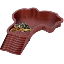 Waterbak voor schildpadden, waterbak, schildpaddenbassin, hellingbaan, voederbak voor schildpadden, hagedissen en gekko's, roodbru