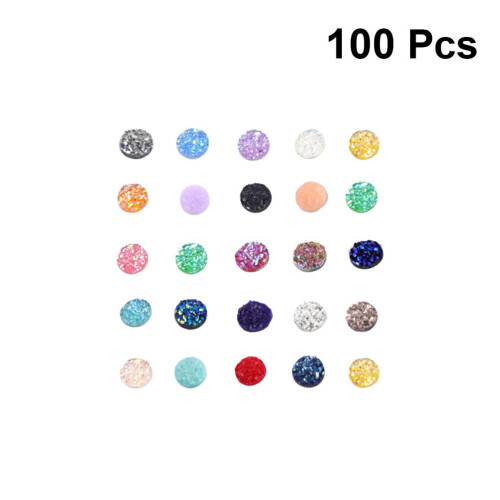 Resin Rhinestone Patches 8mm Round Flat Back 100pcs Mixed 1