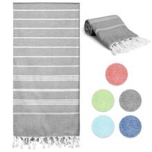Telo mare, asciugamano ad asciugatura rapida resistente alla sabbia, grande asciugamano in cotone per il sudore, 180 x 90 cm, grig