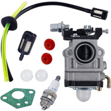 Carburador para motores de roçadeiras de 52cc, 49cc e 43cc, kit com junta, mangueira, vela de ignição e filtro de combustível.