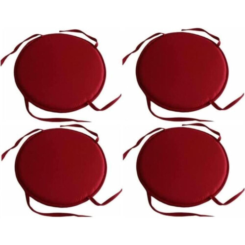 Set di 4 cuscini rotondi per sedie da interno/esterno, con lacci.