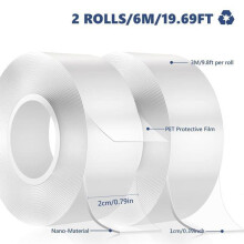 Extra sterke dubbelzijdige tape, 2 stuks transparante dubbelzijdige tape, krachtige dubbelzijdige nanotape, boren niet nodig, herb