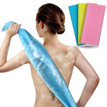 Set mit 3 Peeling-Handtüchern für Körper und Gesicht - Dusche und Bad - Größe 90 cm - Rutschfest (rosa, gelb, blau)