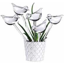 5-delig automatisch glazen bewateringssysteem, transparante, vogelvormige plantenwateraars