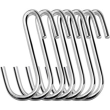 Verpakking van 20 stevige S-vormige ophanghaken van 6 cm (verpakking van 20, klein, zilver)