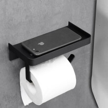 Porte-Papier Toilette Support Mural,Porte Rouleau Papier Toilette Aluminium pour Toilettes et Cuisines,Salle de Bain -Noir