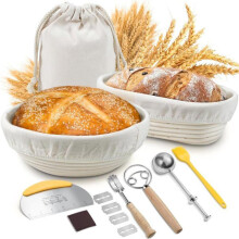 Panier de fermentation pour pain - Rotin naturel - kit levain rond(23cm) & ovale(25cm) - Panier de fermentation pour la boulangeri