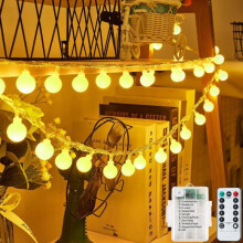 Luci decorative per esterni/interni, 6 m, 40 LED, impermeabili, a batteria, 8 modalità con telecomando e timer (bianco caldo)