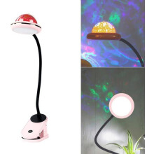 Nabíjateľná LED lampa na čítanie s USB pripínaním a hviezdnou projekciou, nočná lampa s husím krkom (ružová)
