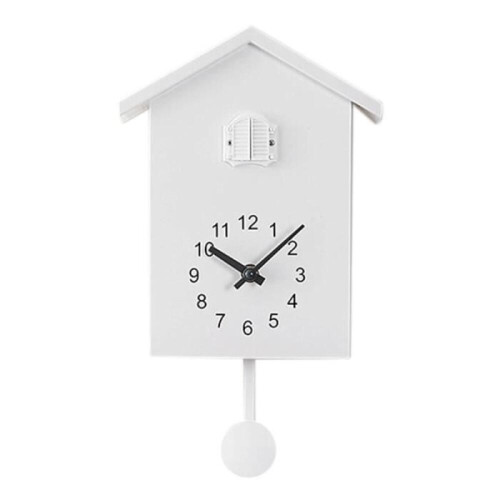 White - Modern Plastic Quartz Wall Clock, 3 Colors, Bird Cuckoo Design, Timer, Hor 2