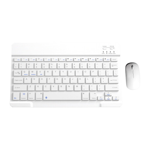 Ultra-Thin White Bluetooth Keyboard and Mouse Combo 10M 1