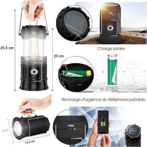 Πτυσσόμενο φανάρι LED για κάμπινγκ - Φωτισμός 360 - Επαναφορτιζόμενη μπατα 1