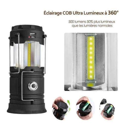 Πτυσσόμενο φανάρι LED για κάμπινγκ - Φωτισμός 360 - Επαναφορτιζόμενη μπατα 2