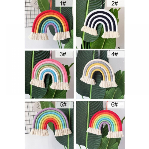 Makramee-Regenbogen-Wandteppich mit Quasten 2