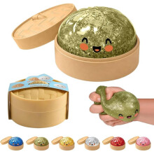 Jucarie Anti-Stres Squishy Dumpling pentru Adulti si Copii, 9 cm, Slow Rising, cu Cos Steamer, Auriu