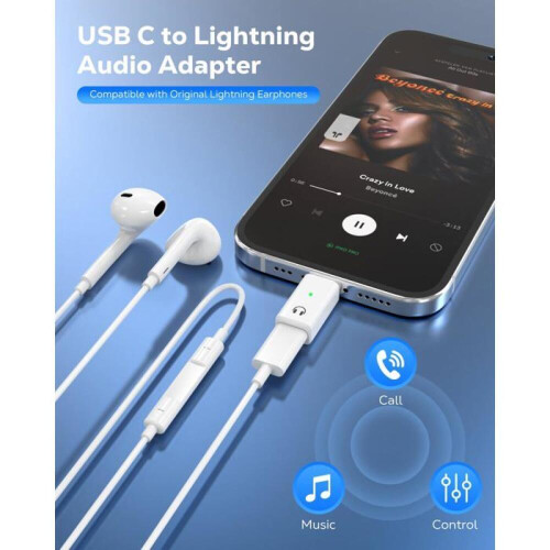 Προσαρμογέας ήχου Lightning σε USB-C - Συμβατό με iPhone 15 - Ήχος υψηλής πιστότητας - Σ 1