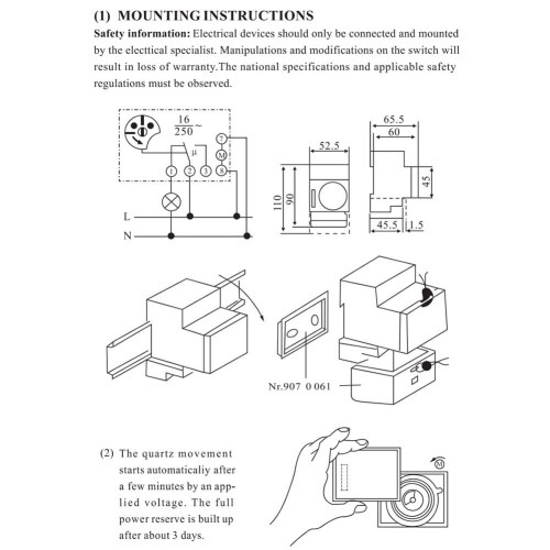 Mechanical Time Control Switch24-Hour110-230V 2
