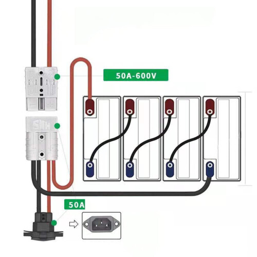 Anderson-plugg til M8-kabel for batterilading 50A 2