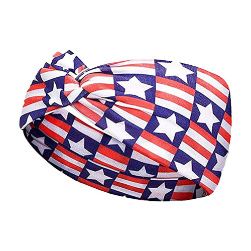 Patriotic flag headband star stripe print elastic knotted 1