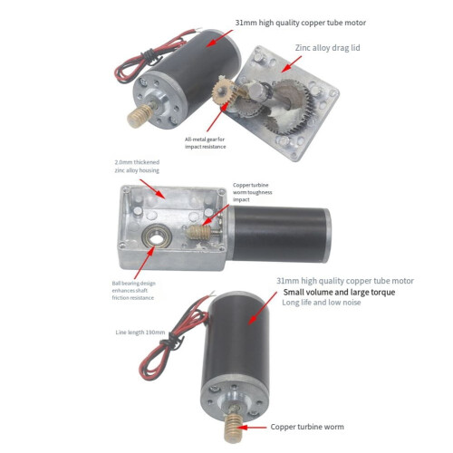 Κινητήρας με διπλό άξονα Mosiee DC12V με ατέρμονα κοχλία 25RPM 2
