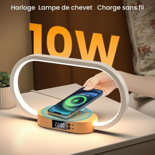 COOVEE Touch Bedside Lamp - Wireless Charging - 3 Colors - Dimmable LED 1