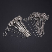 360 Pieces Metal Wires Memo Clip Note Card Holders Table Number Clip Photo Stand Round and Heart Shape, Silvery