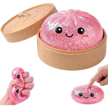 Lanso Anti-Stress Squishy Dumpling XXL with Glitter and Gel Filling for Adults and Kids Fast Rebound Pink