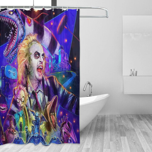 Perdea de duș Beetlejuice, poliester, impermeabilă, 183x183 cm 2