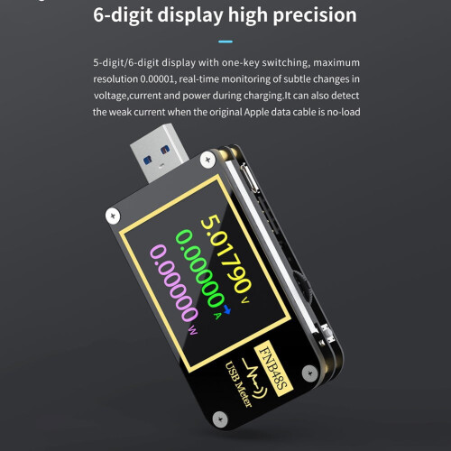 Mosiee USB-voltmeter/stroomtester QC4+ PD3.0 snelladen 2