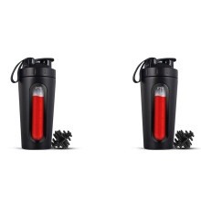 2X Shaker Bottles for Protein Mixes Stainless Steel Protein Shaker Not Stays Cold/Hot,Visible Window Metal Shaker Cups-B