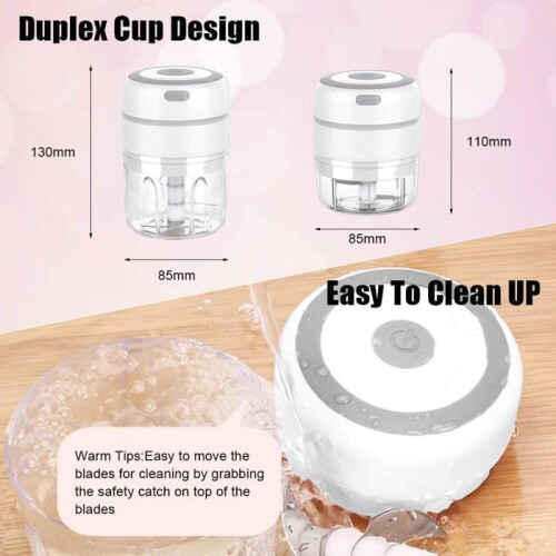 Mini Electric Onion Chopper with 2 Cups, Multi-Function Electric Kitchen Mixer/Chopper (250ml + 100ml), USB Rechargeable YYV 1