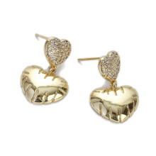 Orecchini pendenti a forma di cuore con zirconi e nappe di perle da donna RSAMD Fashion - Stile 1
