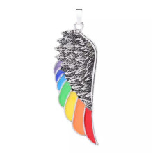 RSAMD Nieuwe Engelenvleugels Roestvrijstalen LGBT Gay Lesbische Regenboog Pride Hanger Ketting-B-Hanger
