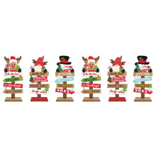 6 Stück Weihnachtsbaum für Den Schreibtisch, Weihnachtsmann, DIY-Dekoration, Hölzerne Weihnachtsschilder, Plakette, Weihnachtsdekoration