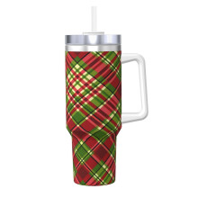 Personalized Christmas Plaid 40 oz Stainless Steel Tumbler