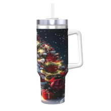40oz Stainless Steel Tumbler with Handle and Straw