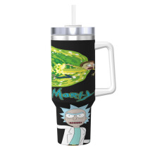Rick and Morty Tumbler 40 oz Stainless Steel with Handle
