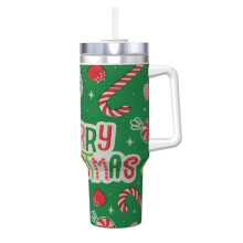 40oz Stainless Steel Tumbler with Handle and Straw