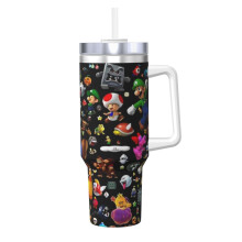Mario Tumbler Stainless Steel 40 oz with Handle and Straw