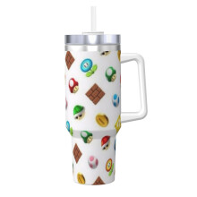 Mario Tumbler 40oz Stainless Steel with Handle and Straw
