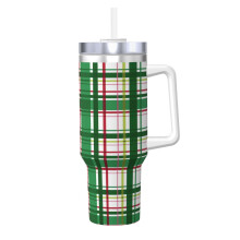 Personalized Christmas Plaid Tumbler 40 oz Stainless Steel