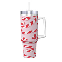 40oz Stainless Steel Tumbler with Handle and Straw