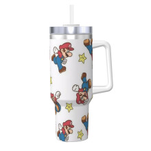 Mario Tumbler Stainless Steel 40 oz with Handle and Straw