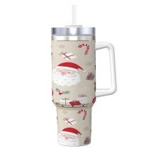 40oz Stainless Steel Tumbler with Handle and Straw