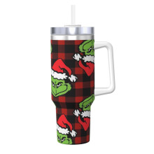 Grin-Ch 40oz Stainless Steel Tumbler with Handle and Straw